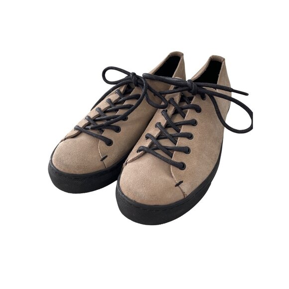 Frank & Oak Shoe Size 7.5 Round Toe Lace Up Suede Leather Taupe Black Streetwear - Picture 1 of 9